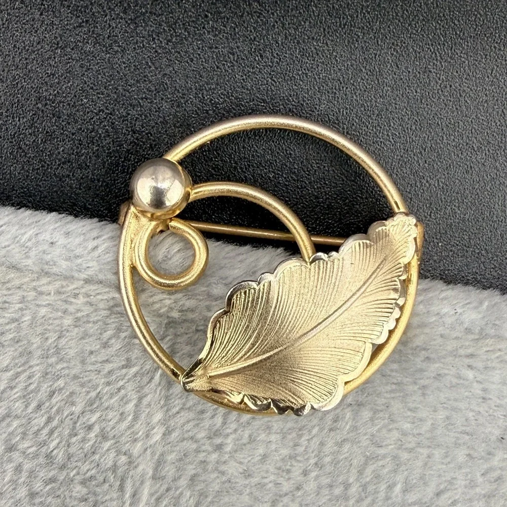 Vintage Gold Filled Brooch Leaf 12K Gold Filled Signed Celart